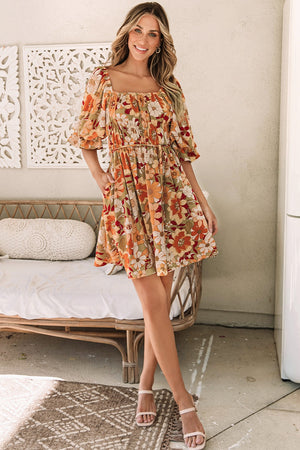 Floral Square Neck Mini Dress - Sydney So Sweet