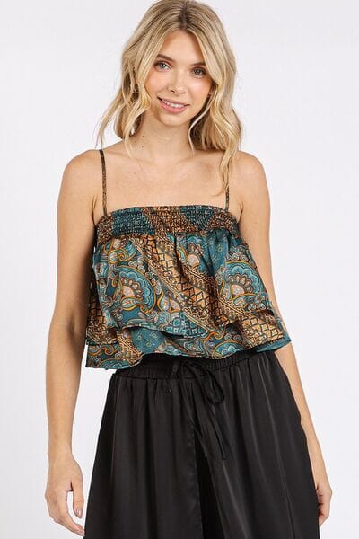 Mittoshop Paisley Patchwork Print Satin Ruffle Crop Cami - Sydney So Sweet