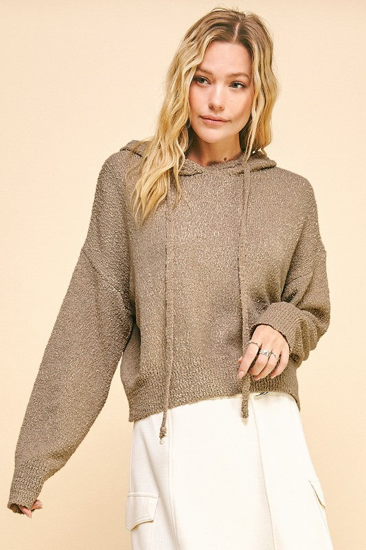 Davi &amp; Dani Drop Shoulder Long Sleeve Hooded Sweater - Sydney So Sweet