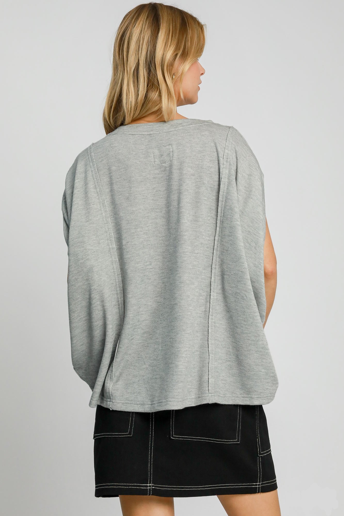 Umgee Exposed Seam Round Neck Batwing Sleeve Knit Top - Sydney So Sweet