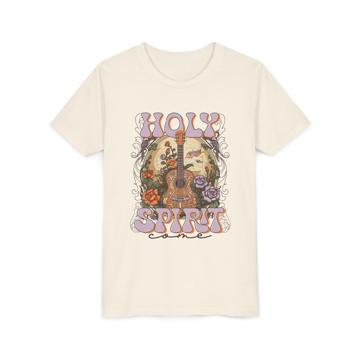 Holy Spirit Come Kids T-Shirt Christian Praise Guitar Graphic Tee