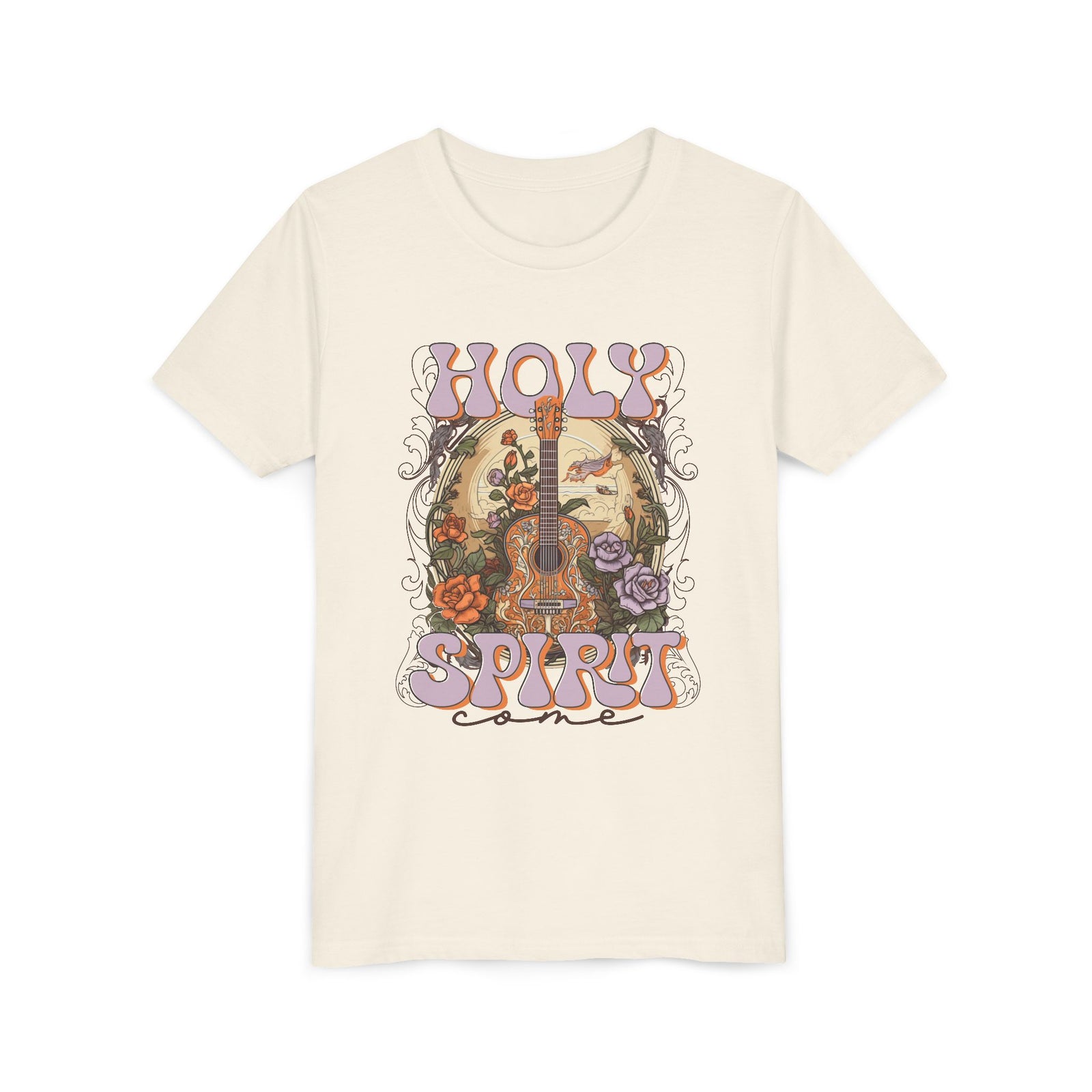 Holy Spirit Come Kids T-Shirt Christian Praise Guitar Graphic Tee