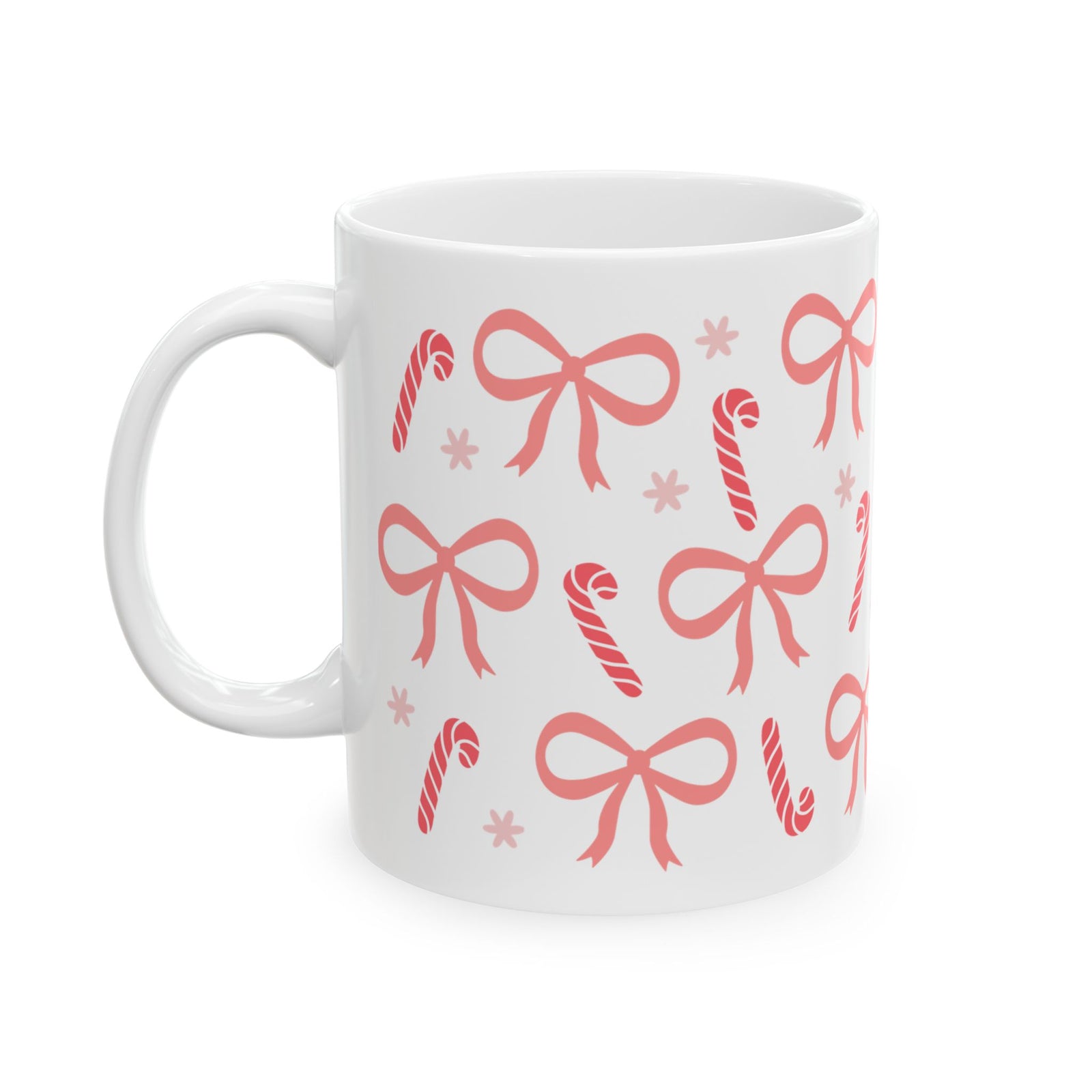 Candy Cane Coquette Christmas Ceramic Mug Coffee Cup (11oz & 15oz)