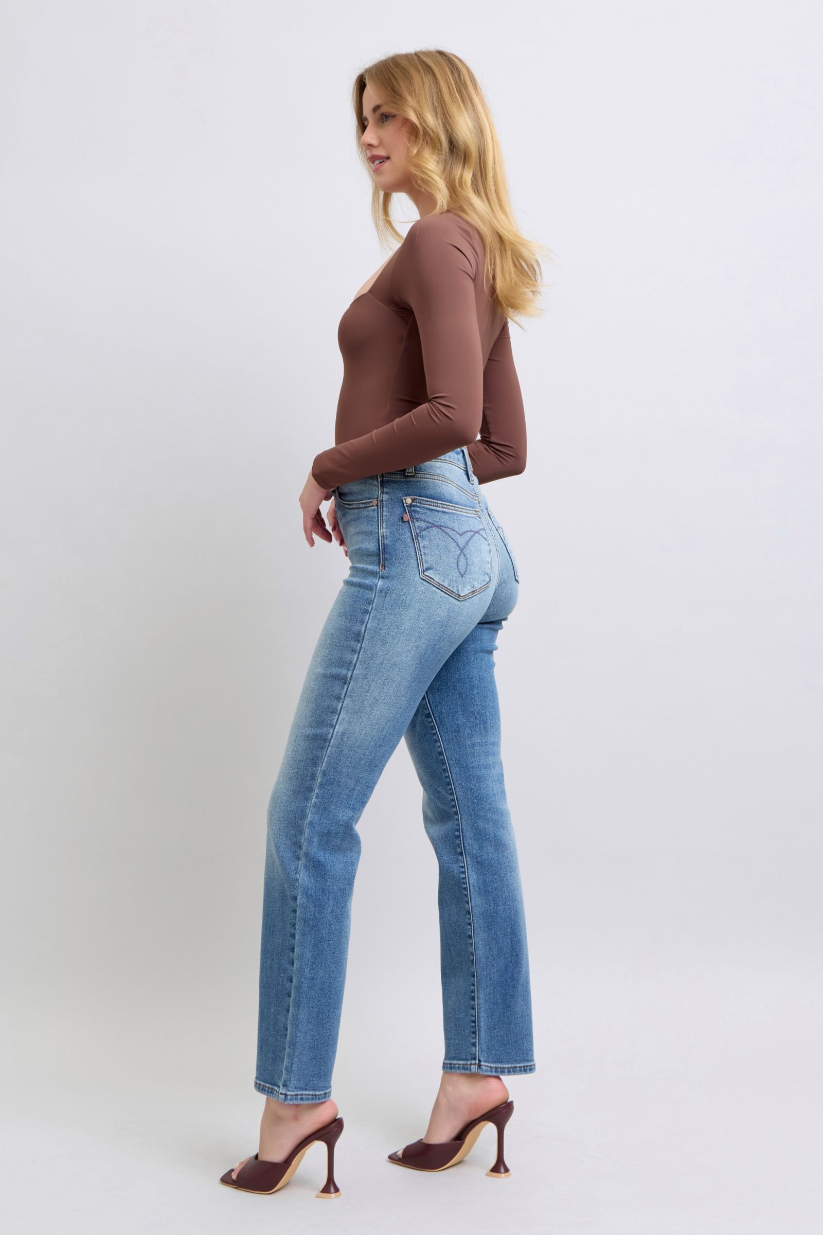 Judy Blue Full Size Wash Thermal Straight Jeans with Pockets - Sydney So Sweet