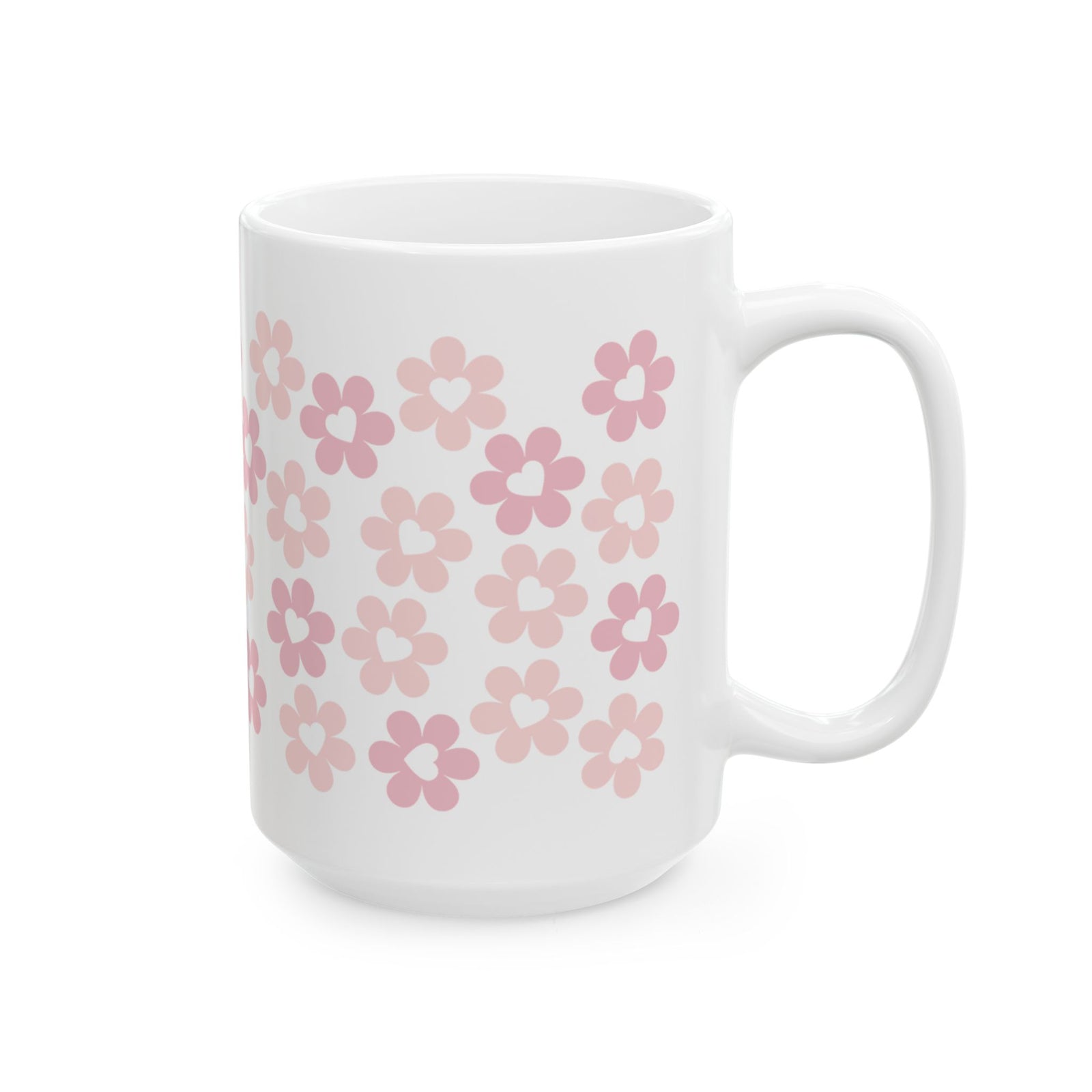 Pink Heart Daisies Mug — Cute Valentine’s Day Coffee Cup (11oz & 15oz) - Sydney So Sweet