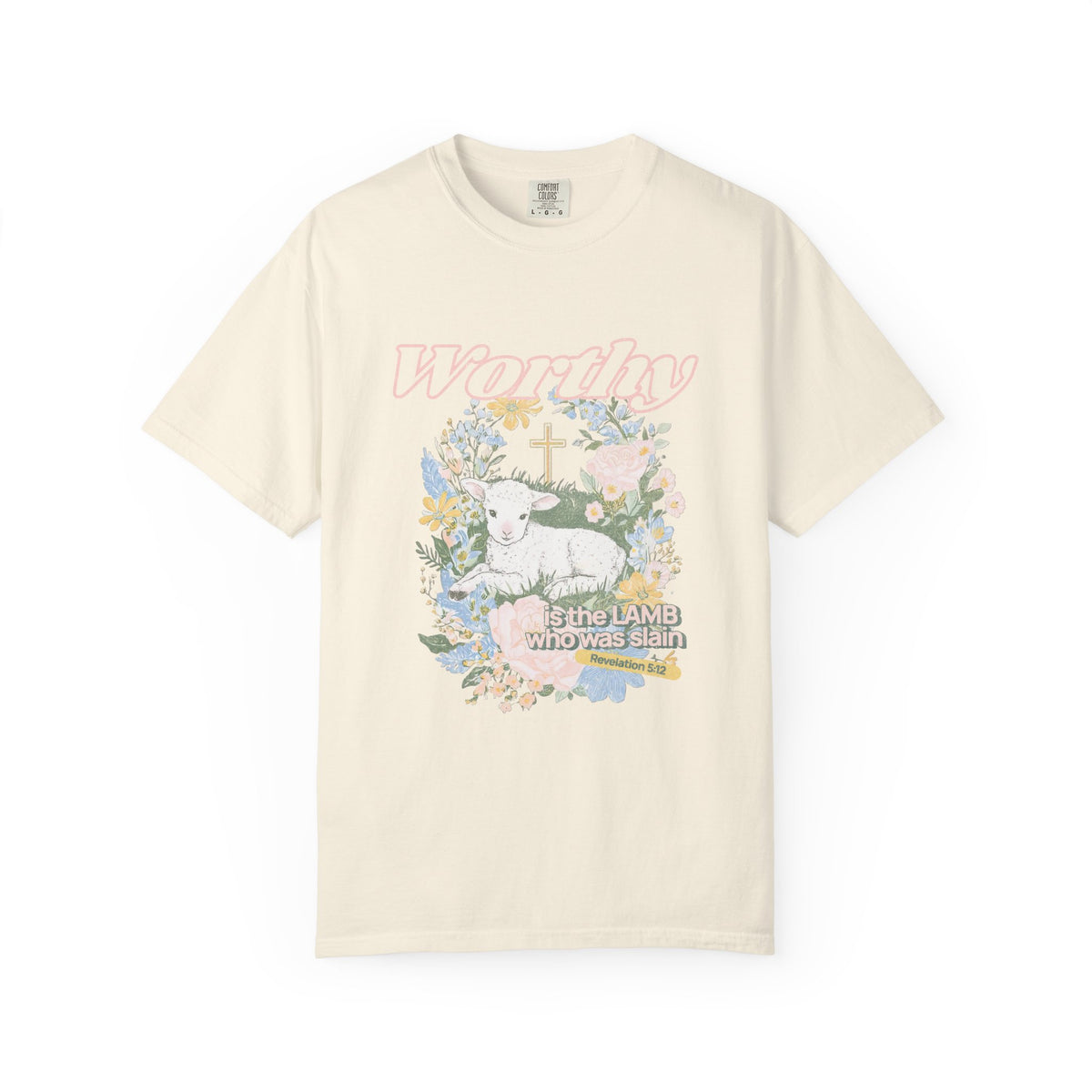 Worthy is the Lamb Who Was Slain Floral Easter Graphic Distressed T-Shirt Christian Tee