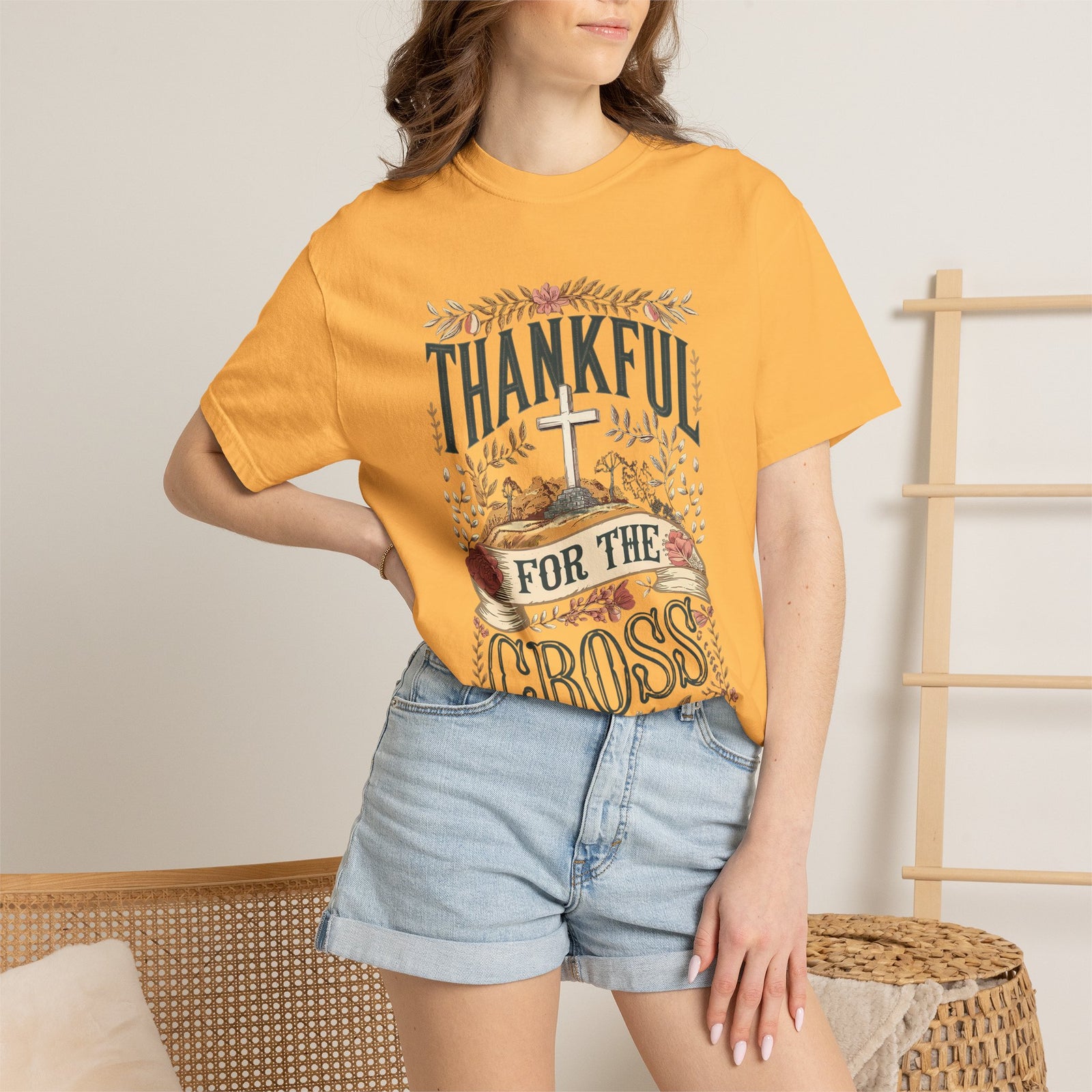 Thankful for the Cross Christian T-Shirt Faith & Gratitude Graphic Tee
