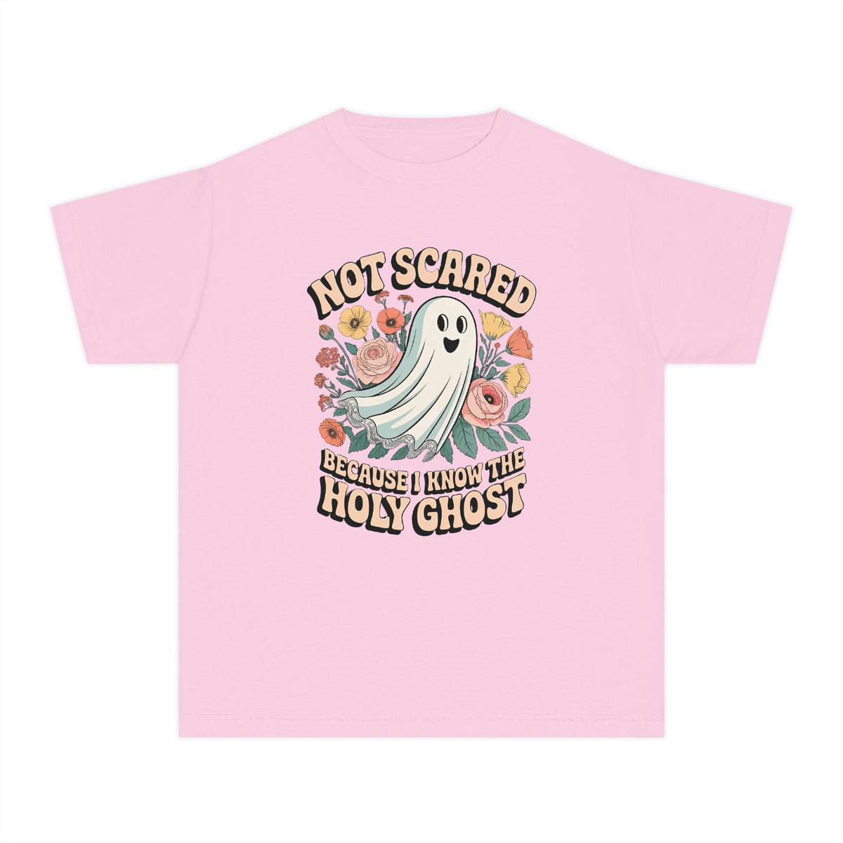 Not Scared Holy Ghost T-Shirt Christian Halloween Kids Graphic Tee