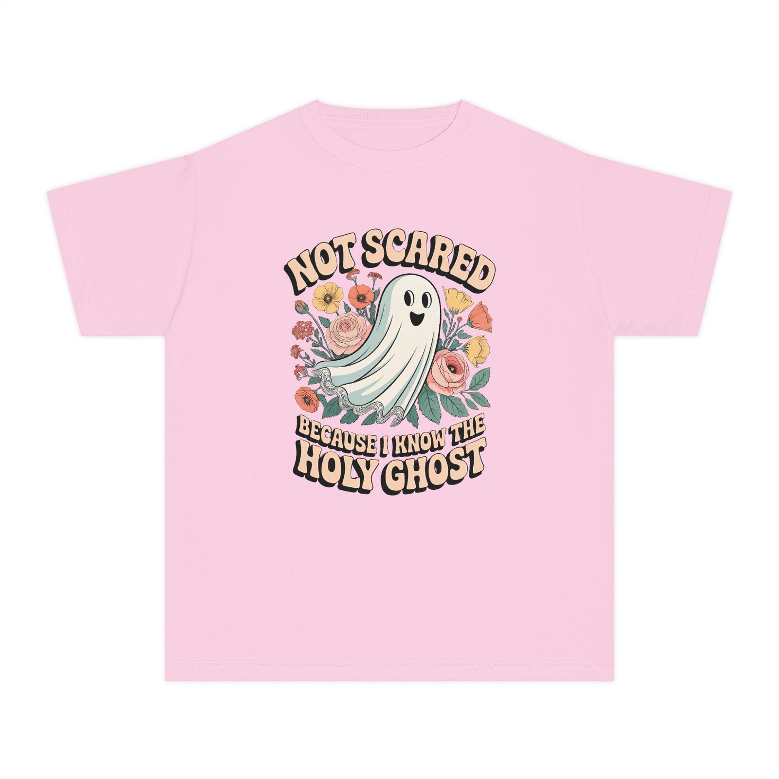 Not Scared Holy Ghost T-Shirt Christian Halloween Kids Graphic Tee