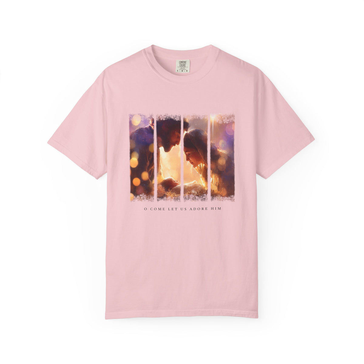 O Come Let Us Adore Him Holy Family Christmas T-Shirt Christian Graphic Tee