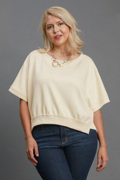 Umgee Full Size Lightweight Cropped Sweatshirt Plus Size - Sydney So Sweet