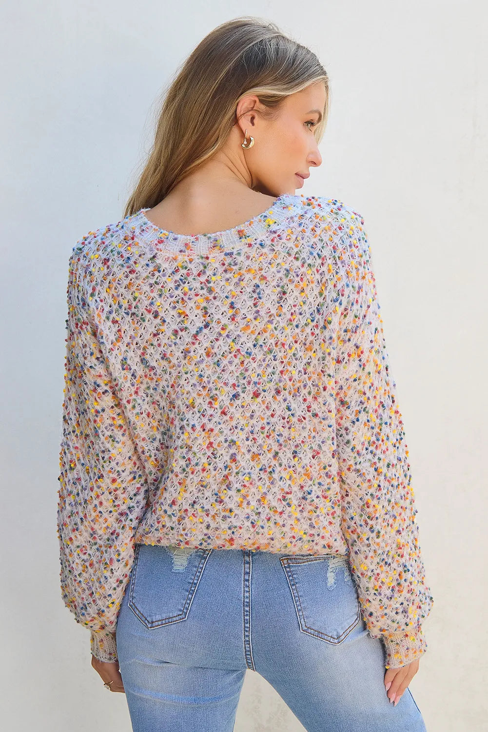 Confetti Round Neck Long Sleeve Sweater - Sydney So Sweet