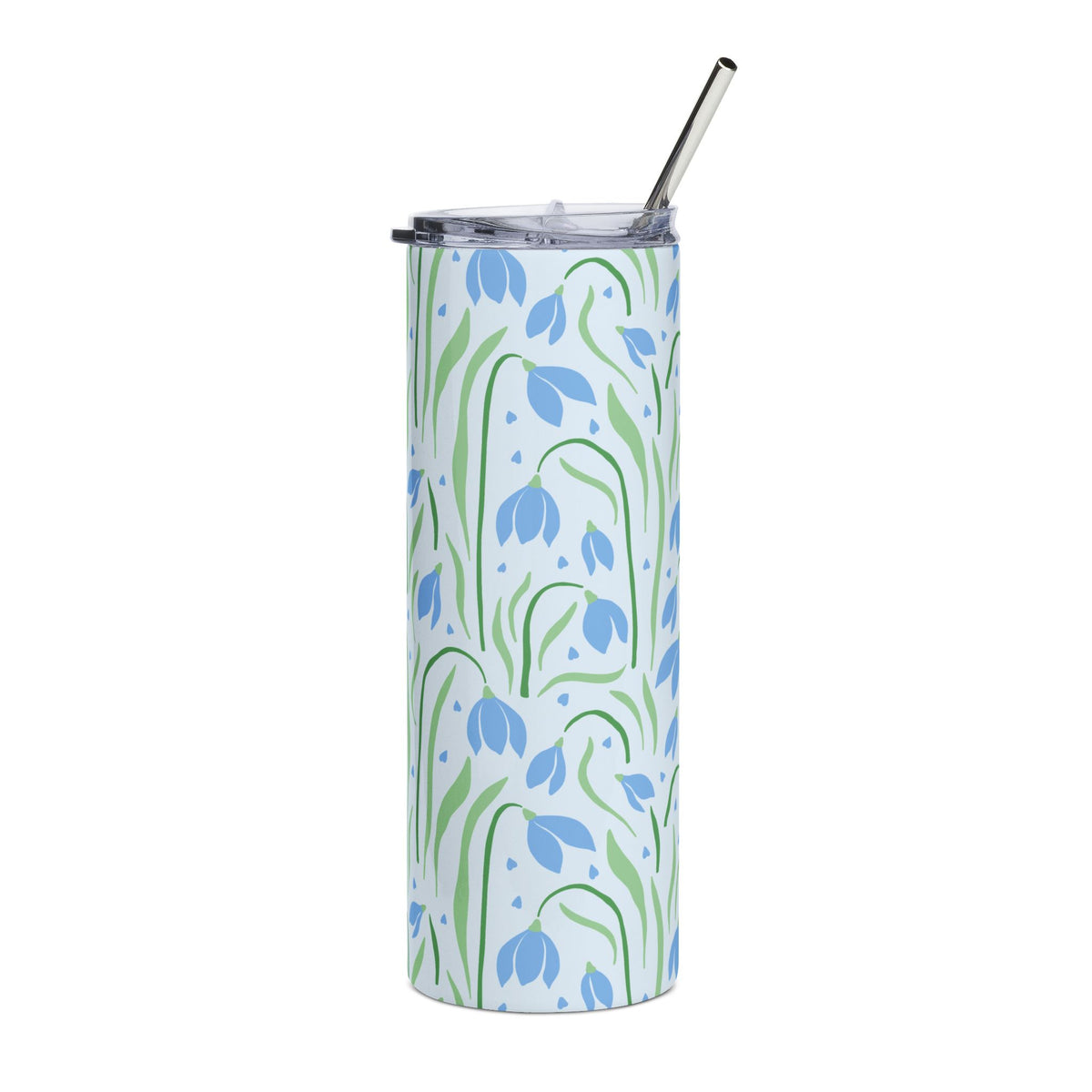 Blue Snowdrop Floral 20oz Stainless Steel Tumbler Insulated Travel Cup
