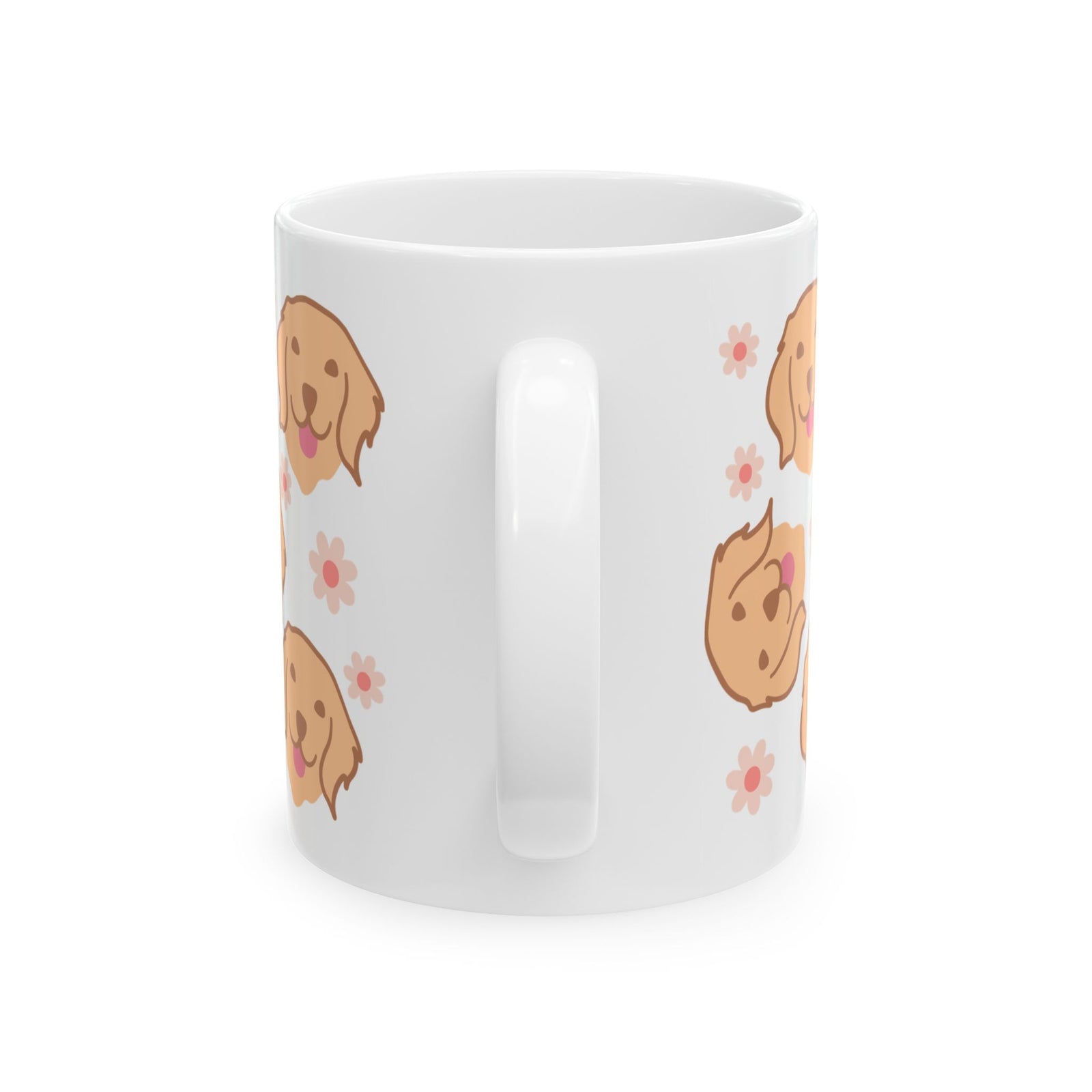 Golden Retriever Pattern Ceramic Mug — Cute Dog & Flowers Coffee Cup (11oz, 15oz)