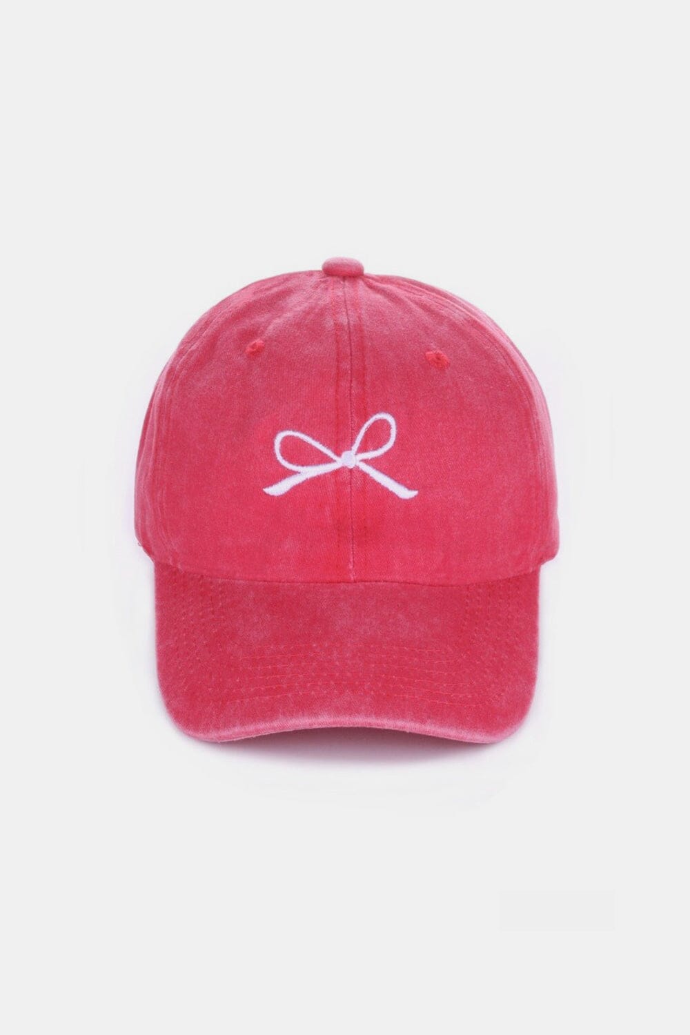 Zenana Bow Embroidered Washed Cotton Caps - Sydney So Sweet