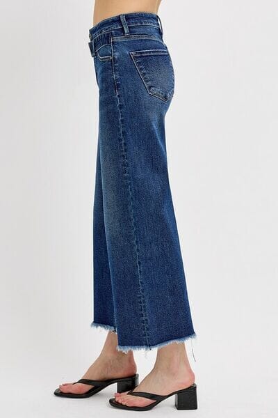 RISEN Raw Hem Wide Leg Attached Buckle Jeans - Sydney So Sweet