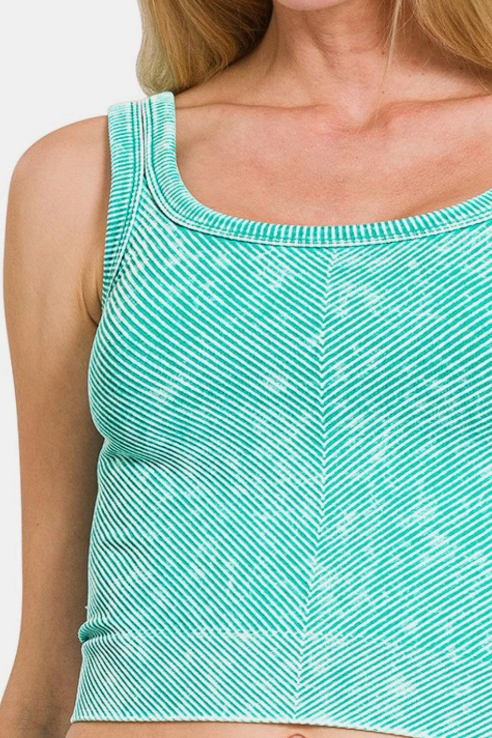 Zenana Washed Ribbed Scoop Neck Wide Strap Tank - Sydney So Sweet