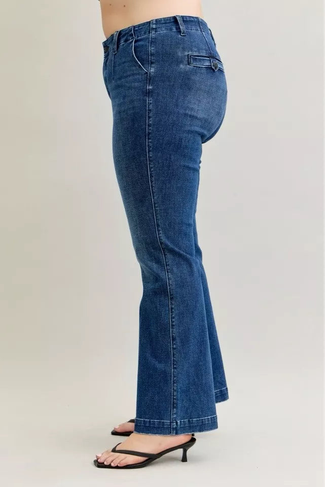 Judy Blue Full Size Mid Rise Bootcut Jeans with Welt Pockets Plus Size - Sydney So Sweet