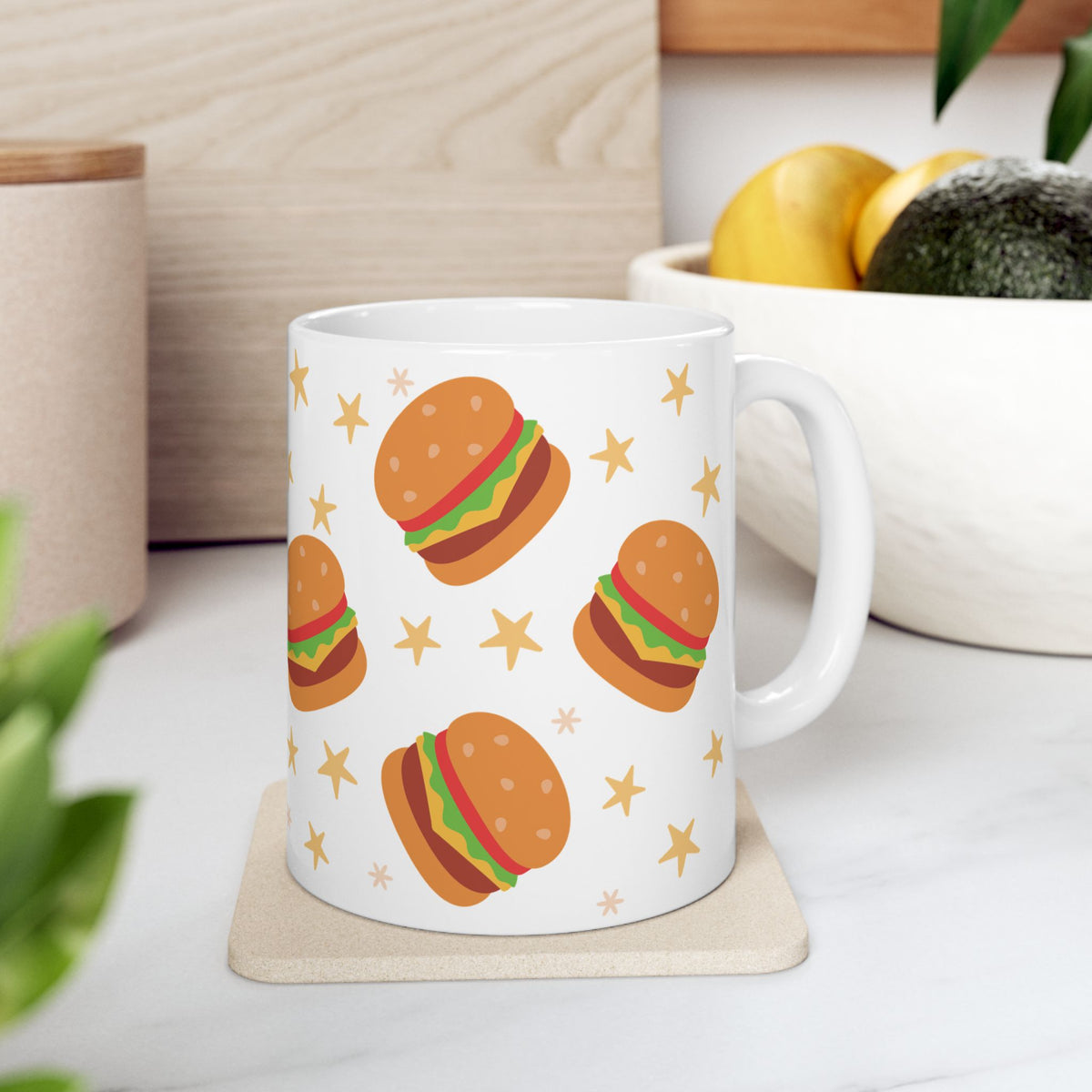 Burgers Cute Ceramic Mug Coffee Cup (11oz & 15oz)