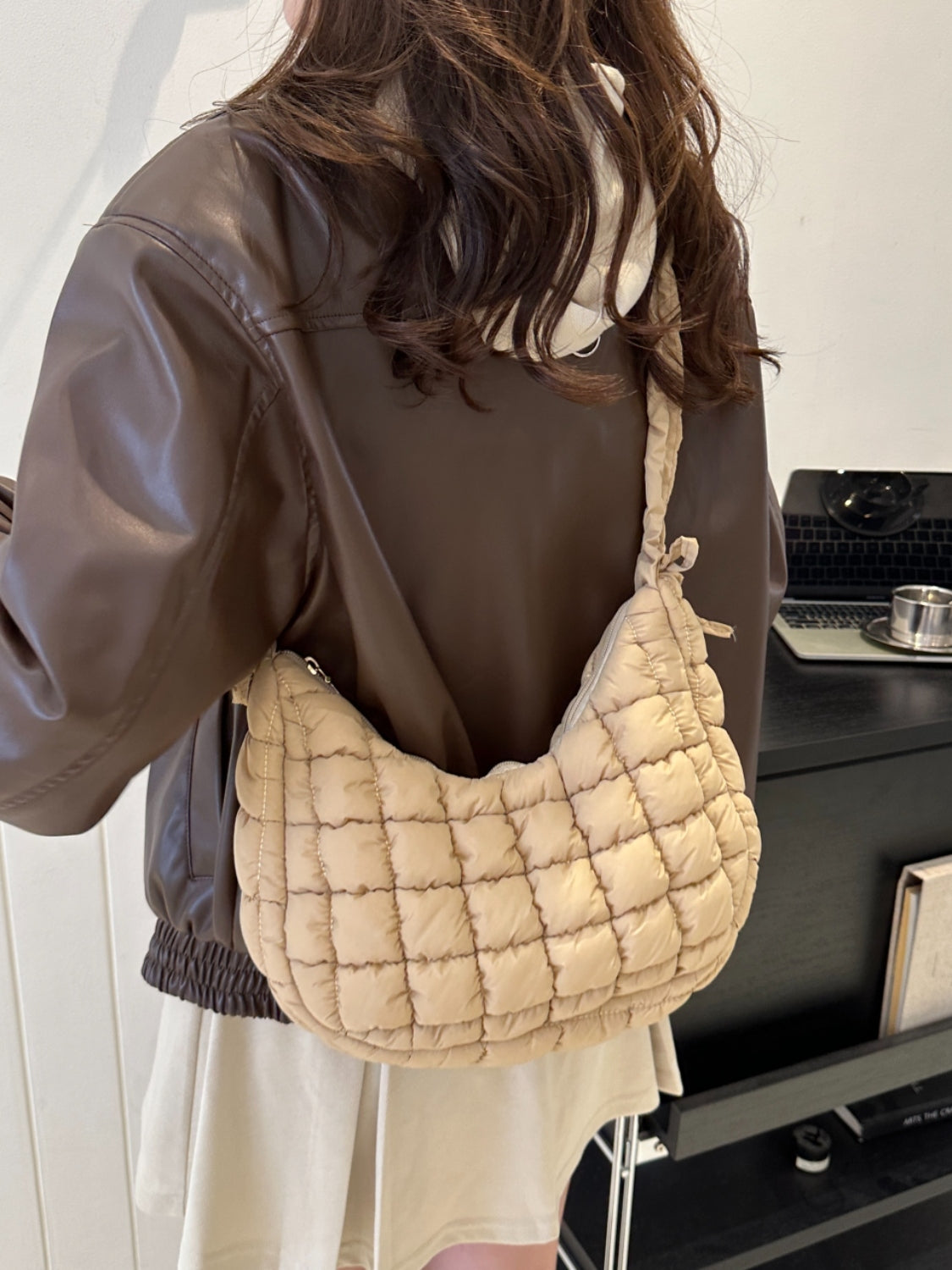 Bubble Texture Ruched Strap Quilted Shoulder Bag - Sydney So Sweet