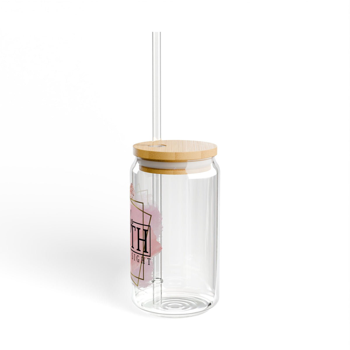 Walk by Faith Not by Sight Inspirational Tumbler Sipper Glass 16oz — Reusable Drink Jar with Lid & Straw - Sydney So Sweet