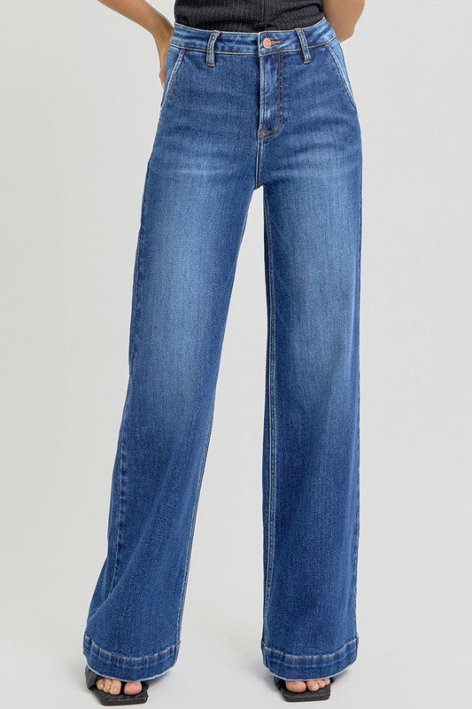 RISEN Full Size High Rise Wide Leg Jeans with Slanted Pockets - Sydney So Sweet