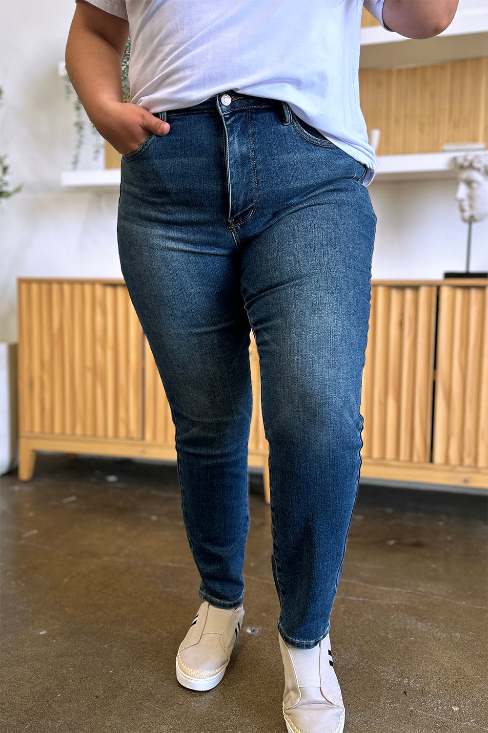 Judy Blue Full Size Tummy Control High Waist Slim Jeans - Sydney So Sweet