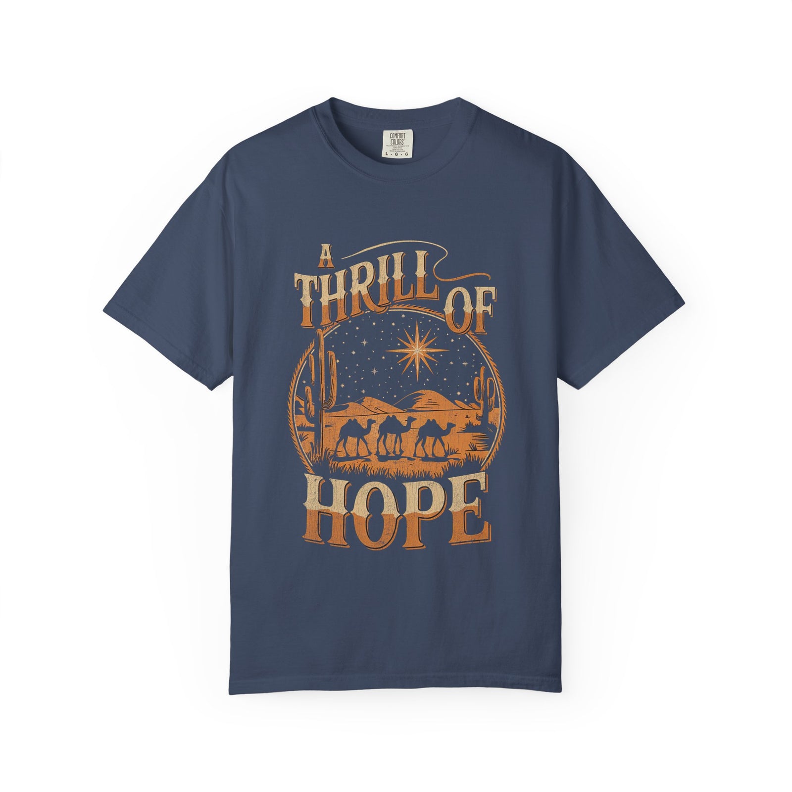 A Thrill of Hope Christmas Eve Distressed T-Shirt Christian Graphic Tee