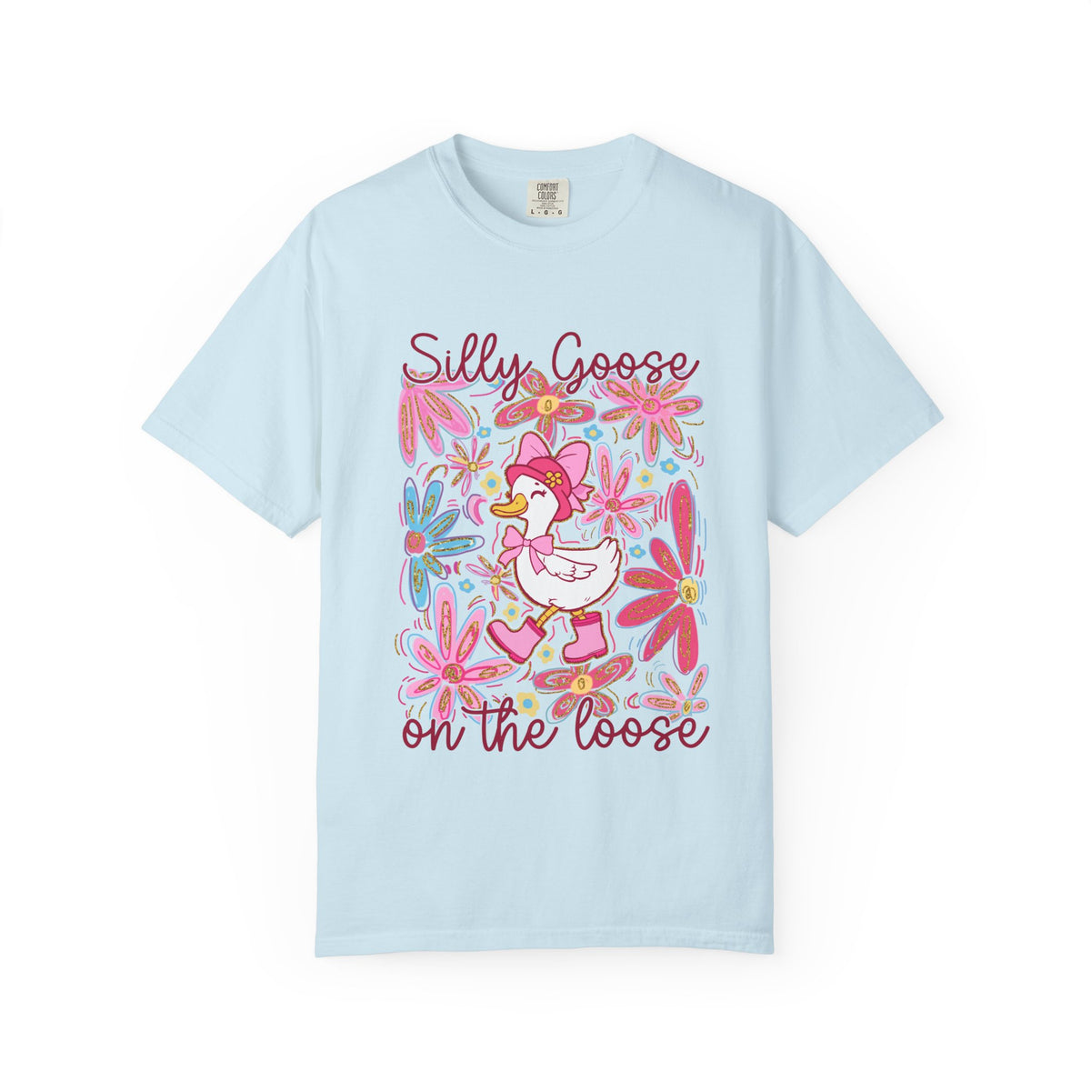 Silly Goose on the Loose Graphic T-Shirt Cute Floral Tee