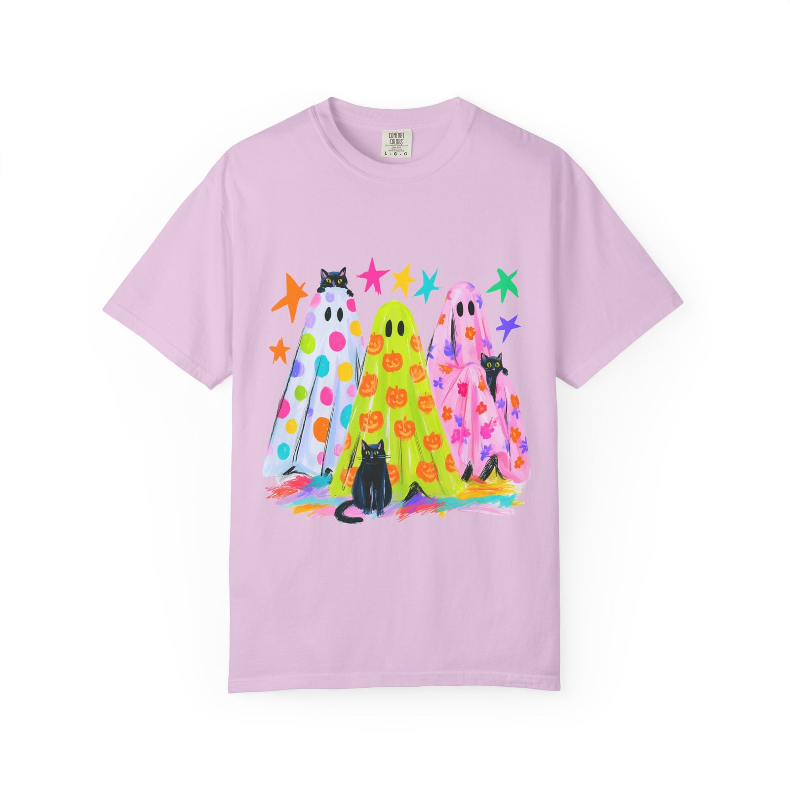Colorful Polka Dot Halloween Ghost T-Shirt Fun Graphic Tee
