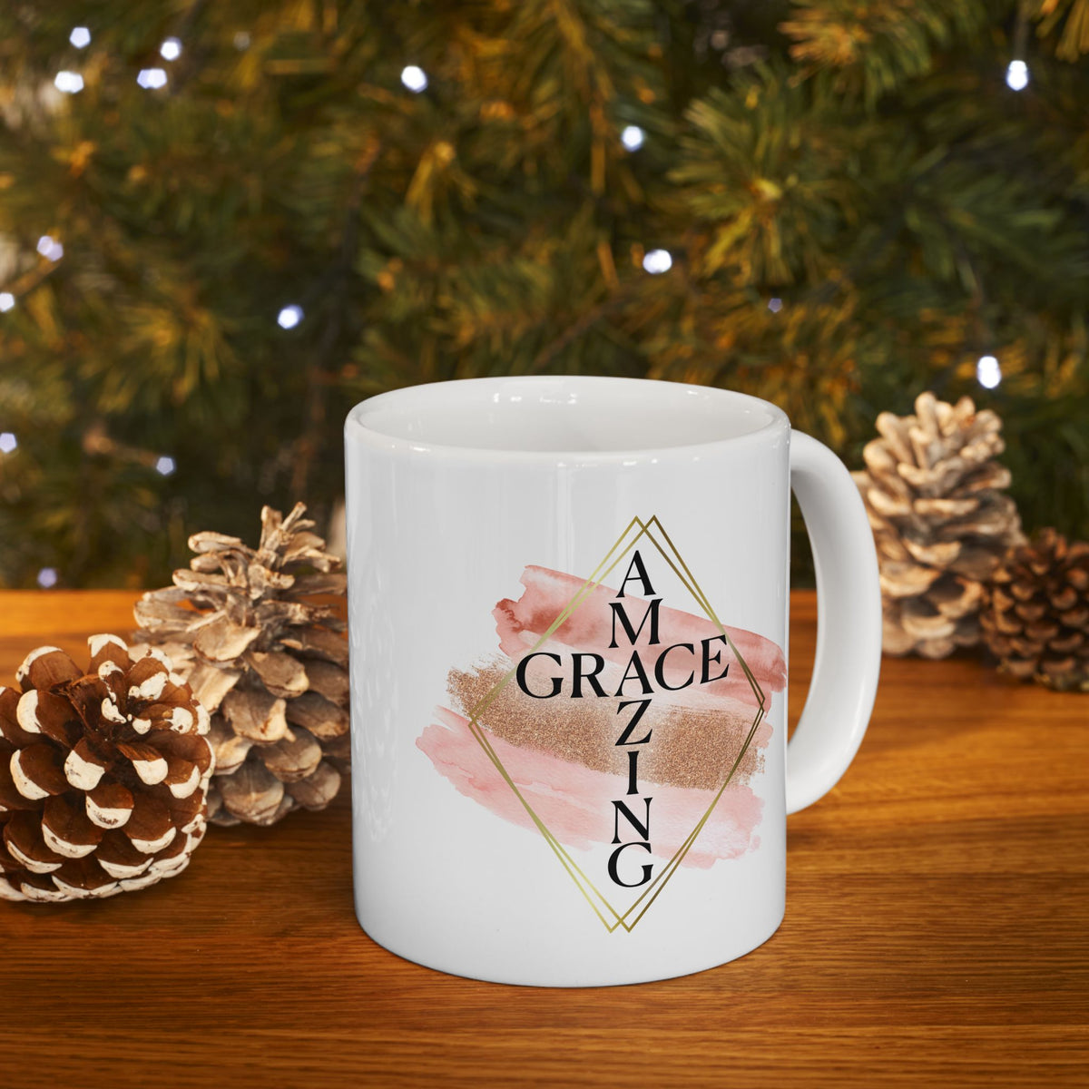 Amazing Grace Christian Mug — Pink Watercolor Coffee Cup (11oz, 15oz) - Sydney So Sweet