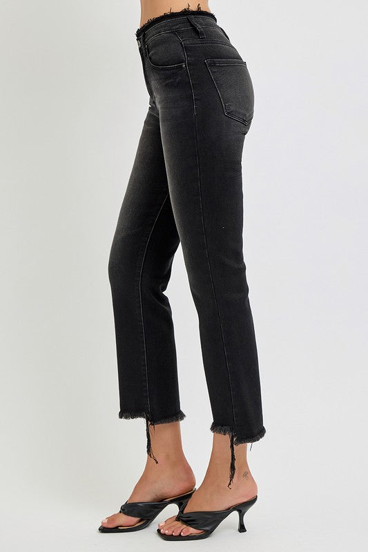 RISEN Full Size Raw Hem Cropped Flare Jeans Plus Size - Sydney So Sweet