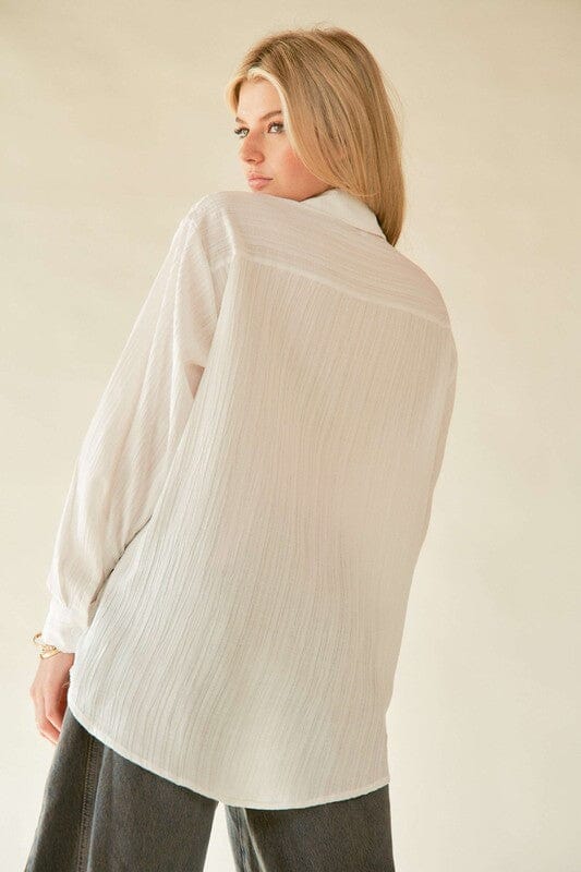 Davi & Dani Crinkled Jacquard Button Down Shirt - Sydney So Sweet