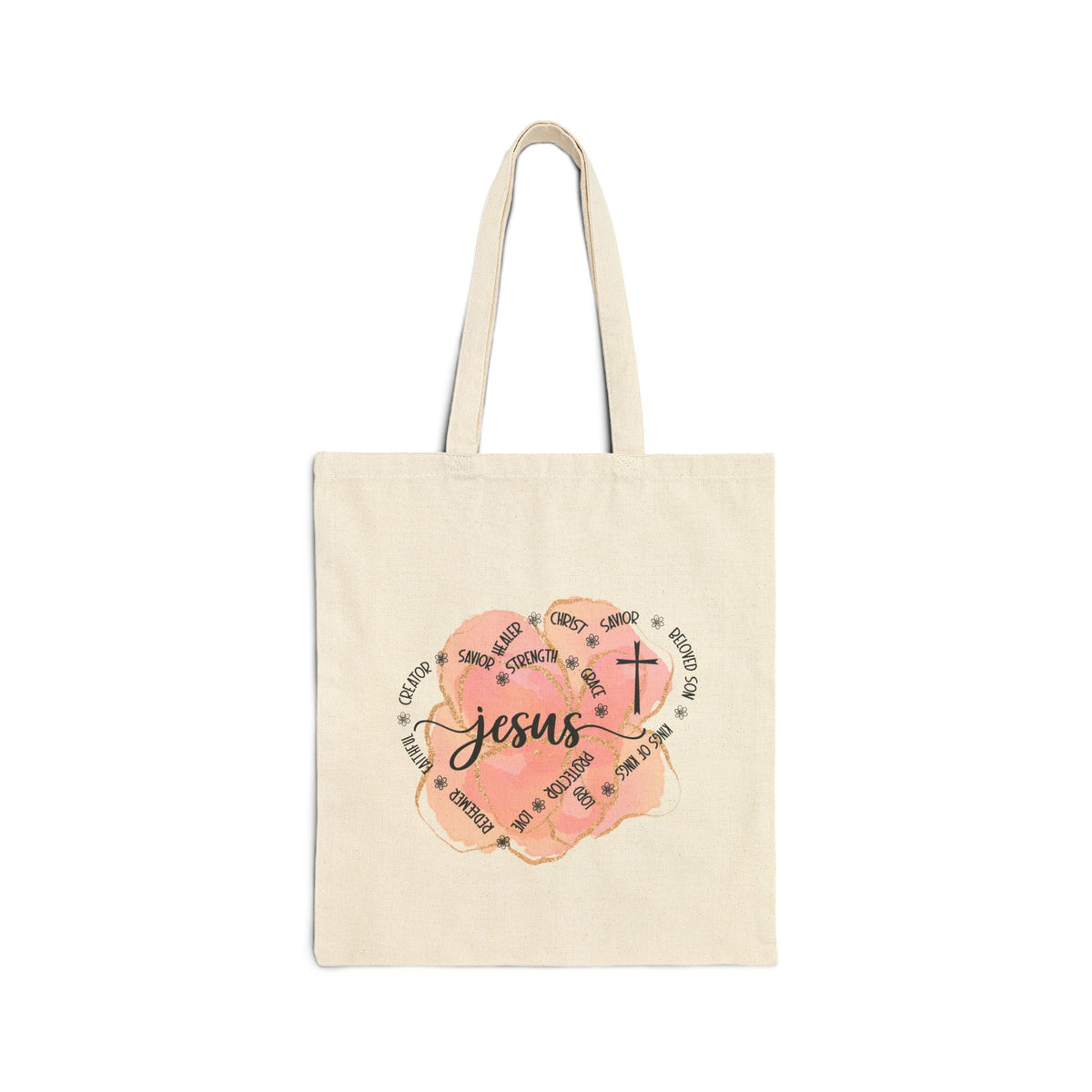 Jesus King of Kings Peach Watercolor Christian Cotton Canvas Tote Bag