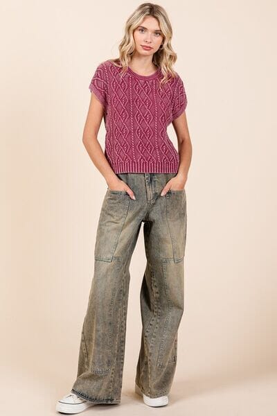 Mittoshop Washed Wide Leg Jeans with Pockets - Sydney So Sweet