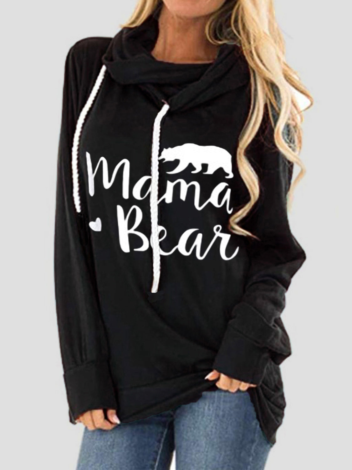 Drawstring Mama Bear Long Sleeve Women's Graphic Hoodie - Sydney So Sweet