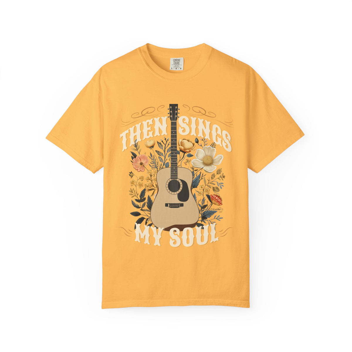 Then Sings My Soul T-Shirt Acoustic Guitar Music Floral Tee