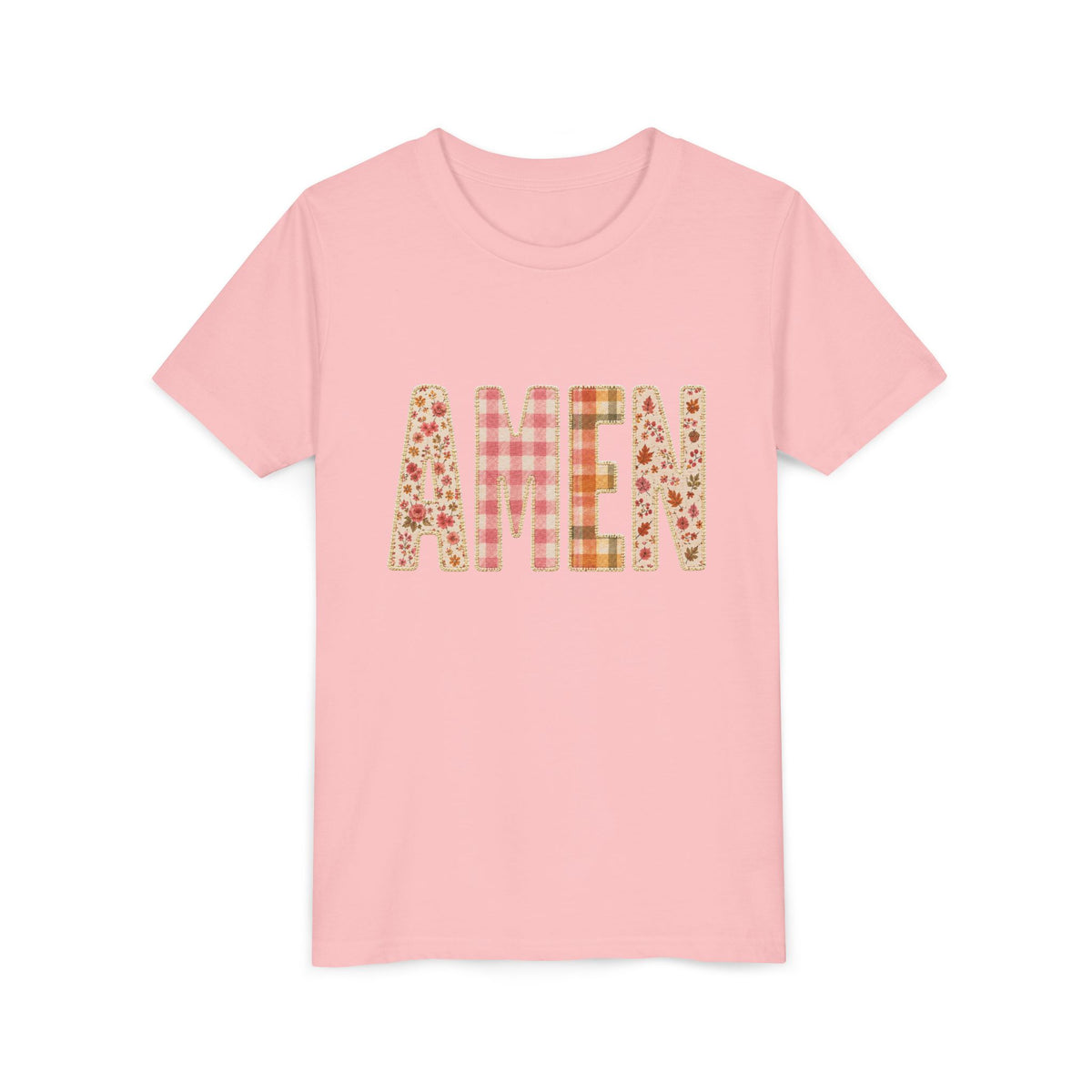 AMEN Floral Plaid Tee Kids Christian Graphic T-Shirt