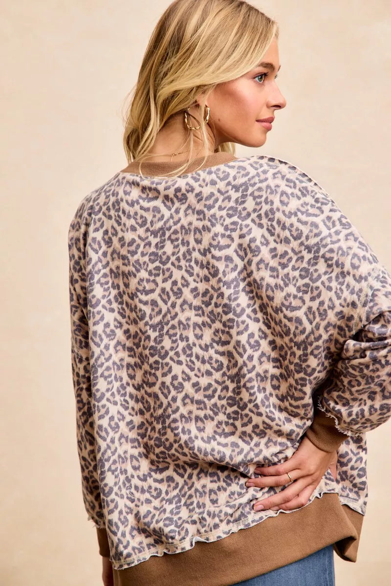 BiBi Leopard Printed French Terry Sweatshirt - Sydney So Sweet