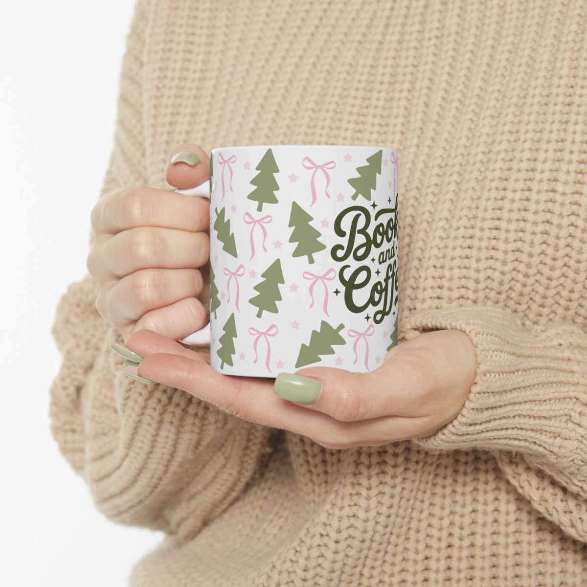 Books & Coffee Coquette Trees Ceramic Mug Coffee Cup (11oz & 15oz)