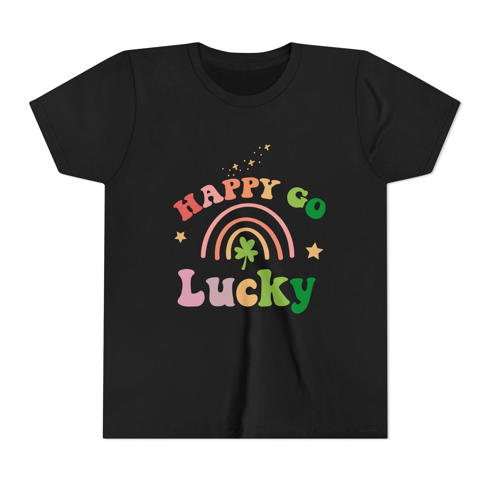 Happy Go Lucky Rainbow Shamrock Youth Tee Cute St. Patrick's Day Kids T-Shirt