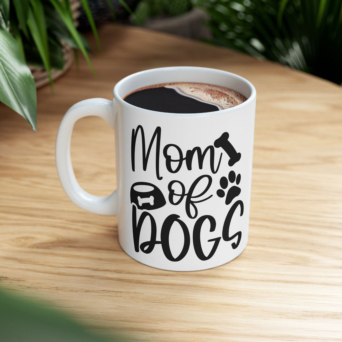 Mom of Dogs Bone & Paw Print Cute Ceramic Mug Coffee Cup (11oz & 15oz)