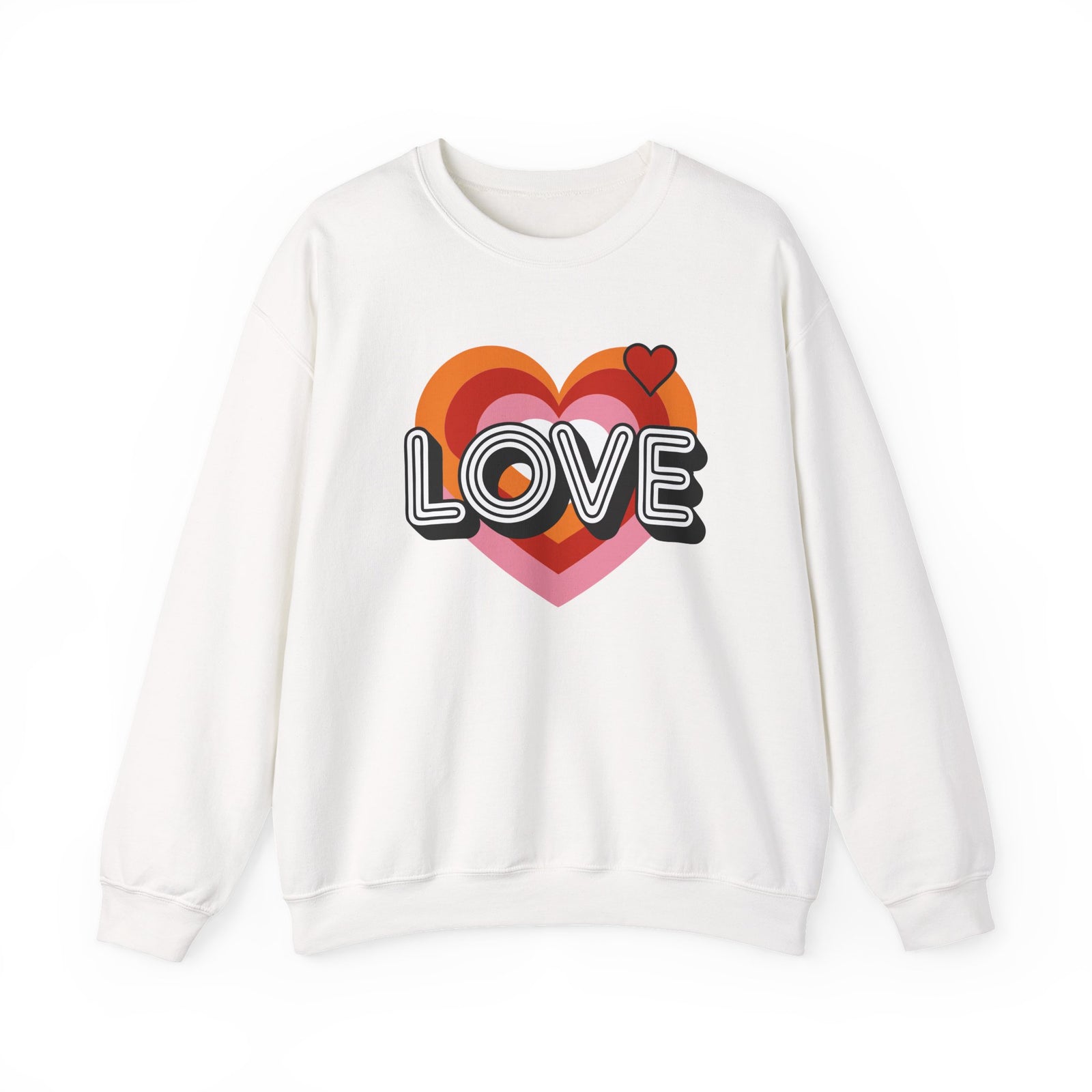 Love Retro Heart Valentine's Day Women's Heavy Blend Cozy Crewneck Sweatshirt - Sydney So Sweet