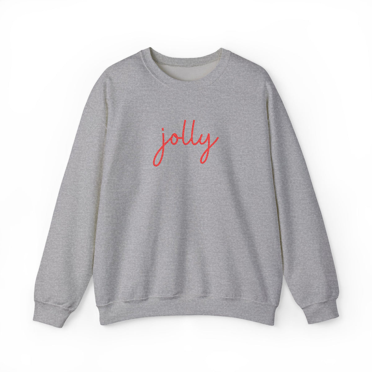 Jolly Red Script Heavy Blend Women's Crewneck Embroidered Christmas Holiday Sweatshirt - Sydney So Sweet