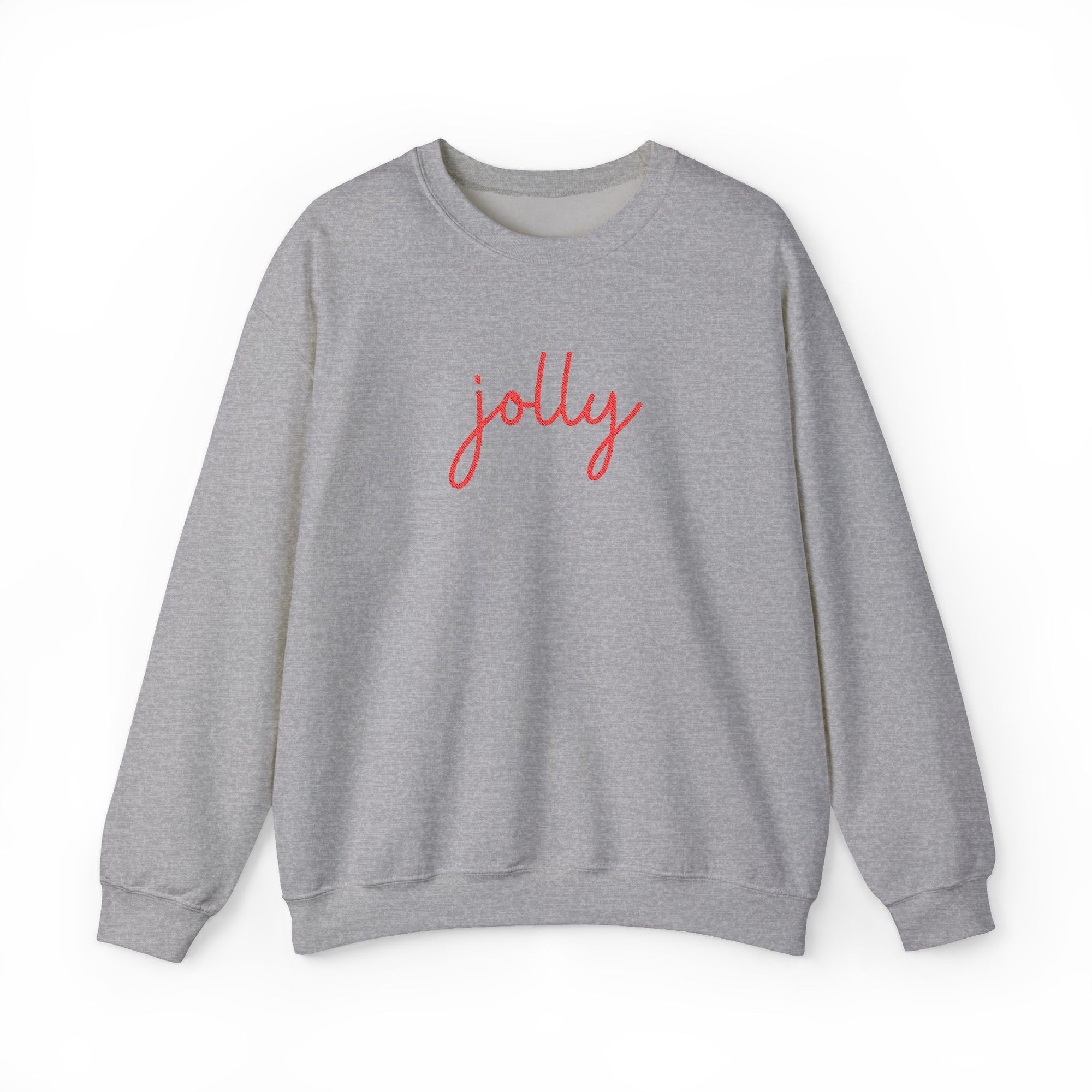 Jolly Red Script Heavy Blend Women's Crewneck Embroidered Christmas Holiday Sweatshirt - Sydney So Sweet