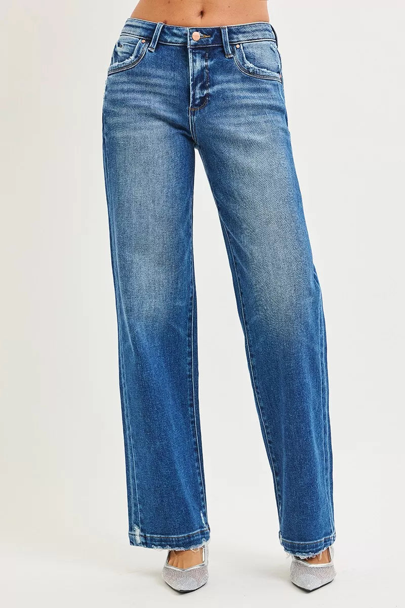 RISEN Full Size Slouchy Baggy Jeans Pocket Side Seam Detail Plus Size - Sydney So Sweet