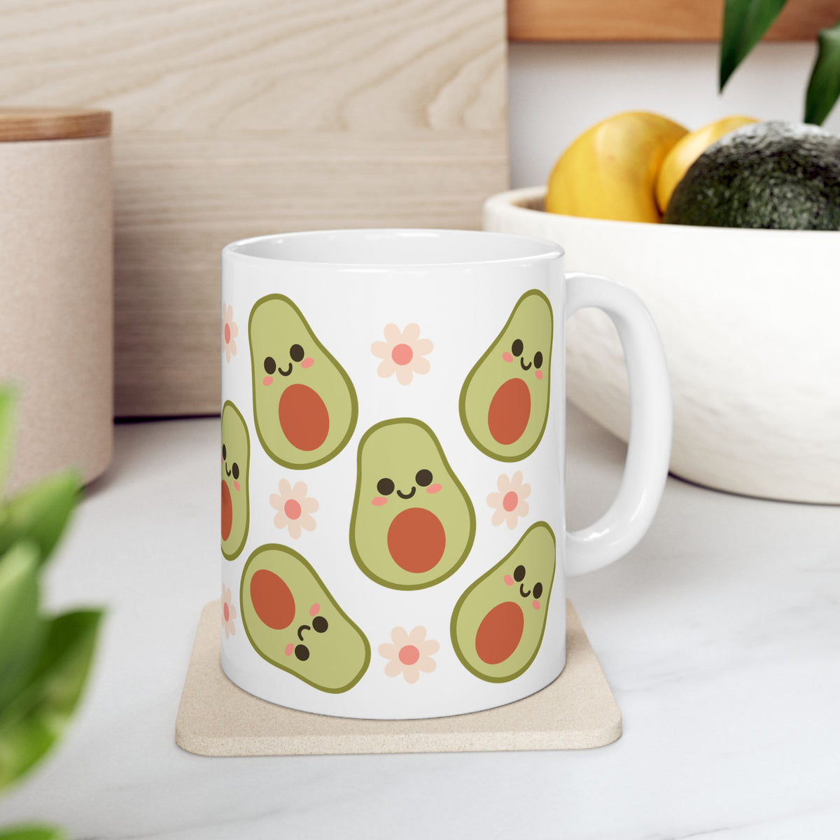 Happy Avocado Cute Ceramic Mug Coffee Cup (11oz & 15oz)