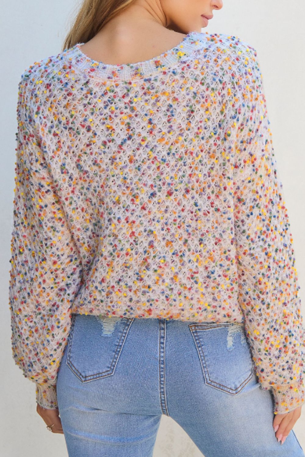 Confetti Round Neck Long Sleeve Sweater - Sydney So Sweet