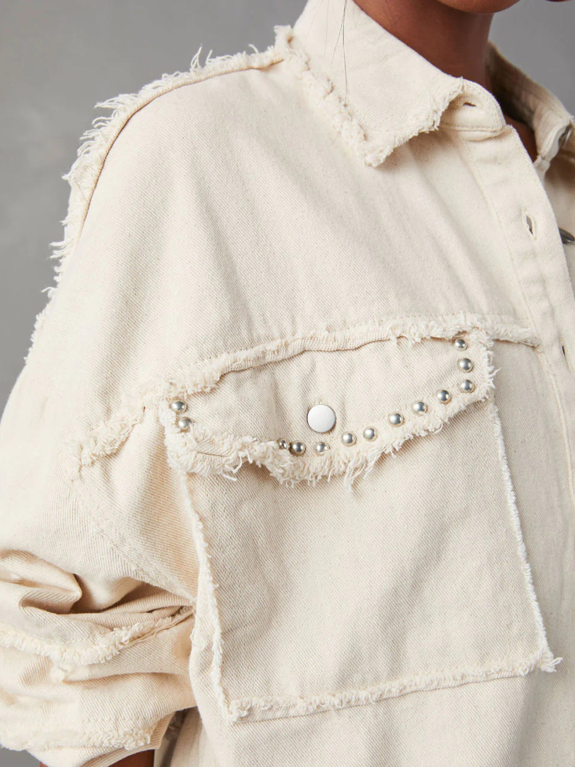 Button Down Raw Hem Denim Jacket - Sydney So Sweet