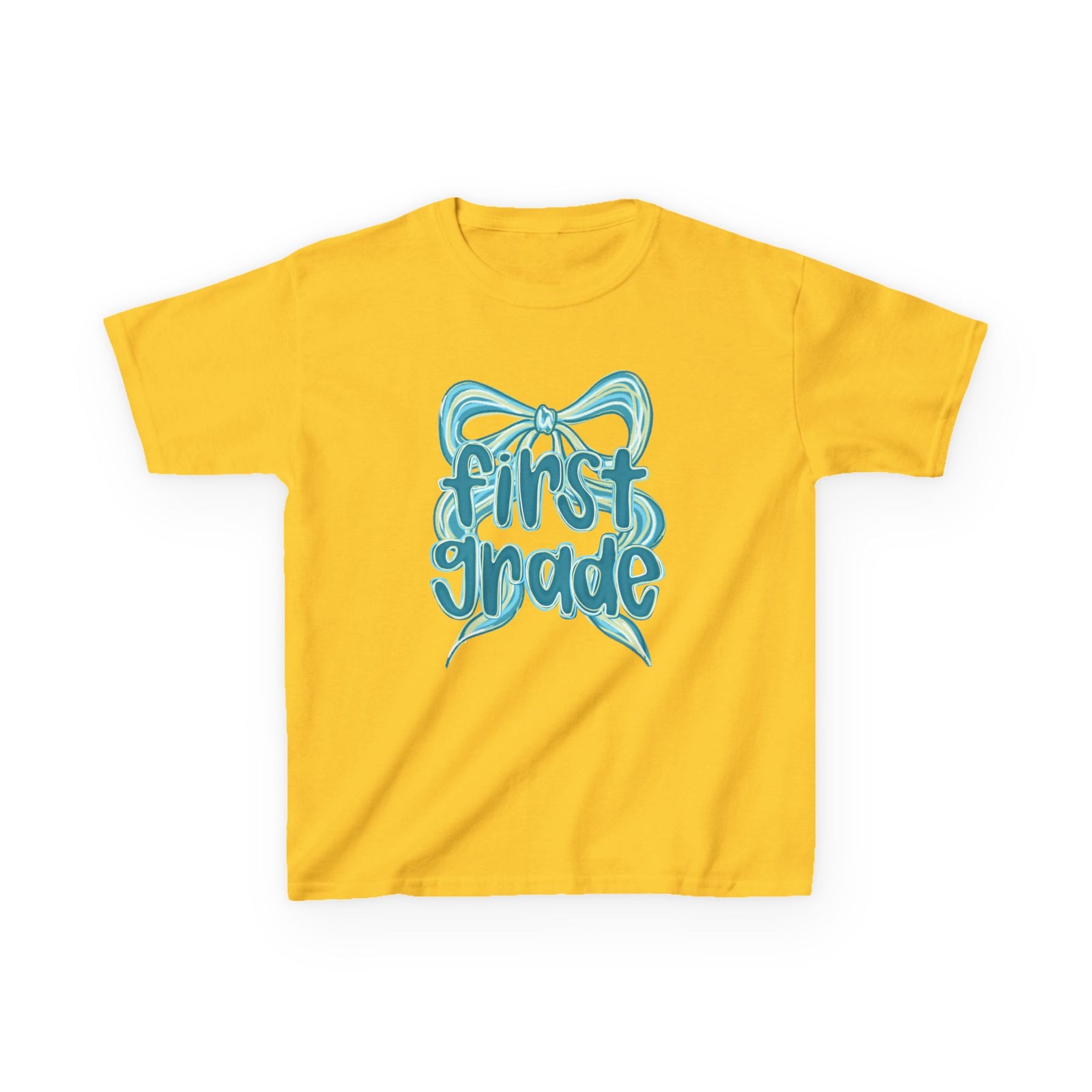 First Grade Kids Tee Cute Blue Coquette Bow Back to School 1st Grade T-Shirt